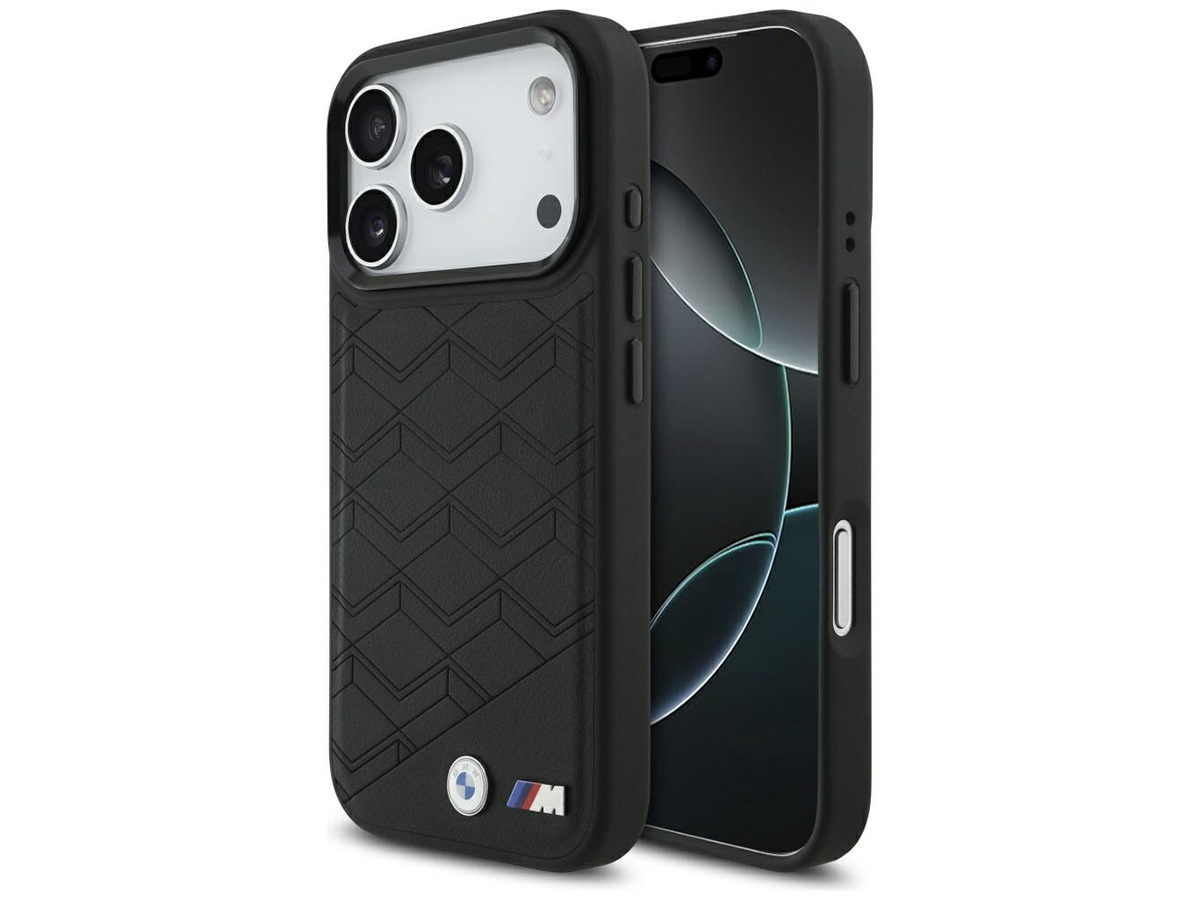 BMW M iPhone 17 Pro hoesje - Shape Leather Case met MagSafe Zwart