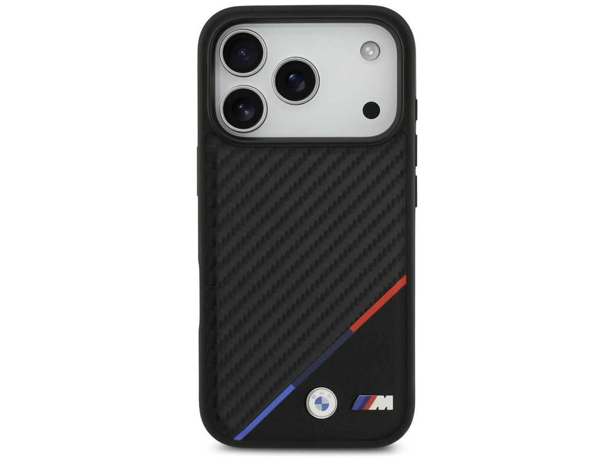BMW M Tricolor iPhone 17 Pro hoesje - Carbon look Case met MagSafe