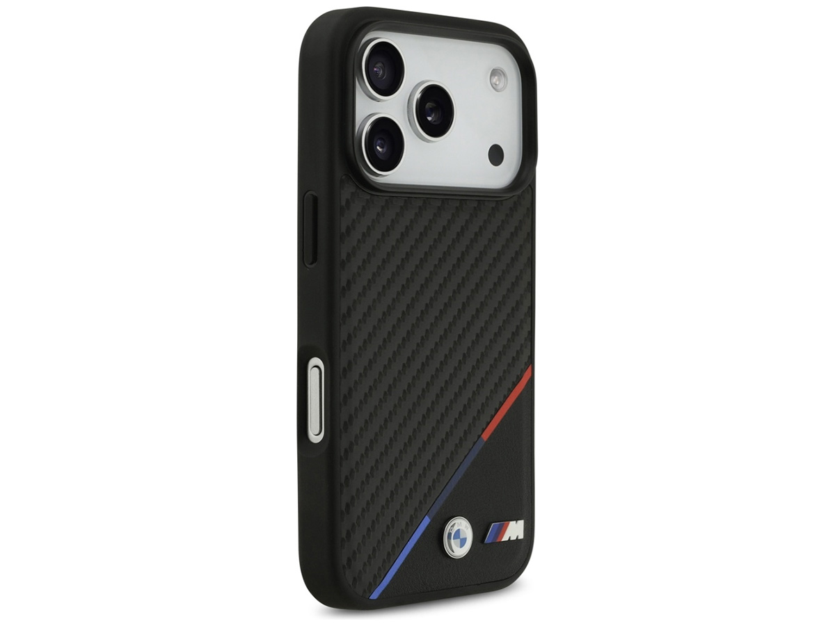 BMW M Tricolor iPhone 17 Pro hoesje - Carbon look Case met MagSafe