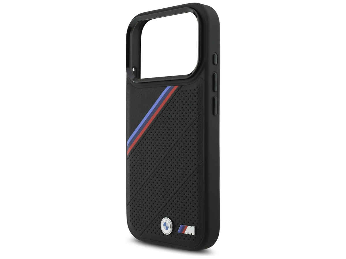 BMW M Tricolor iPhone 17 Pro hoesje - Perforated Leather Case met MagSafe