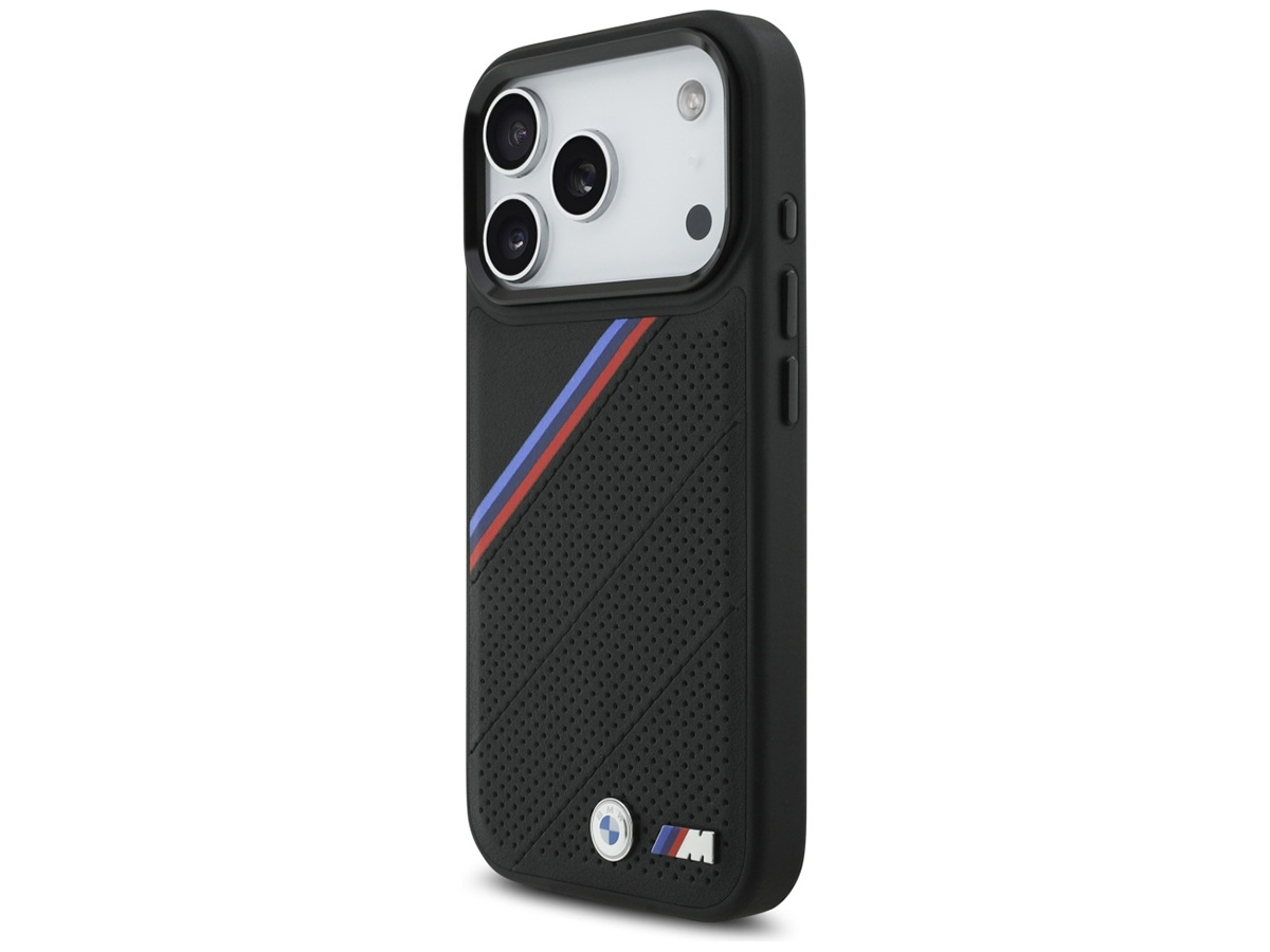 BMW M Tricolor iPhone 17 Pro hoesje - Perforated Leather Case met MagSafe