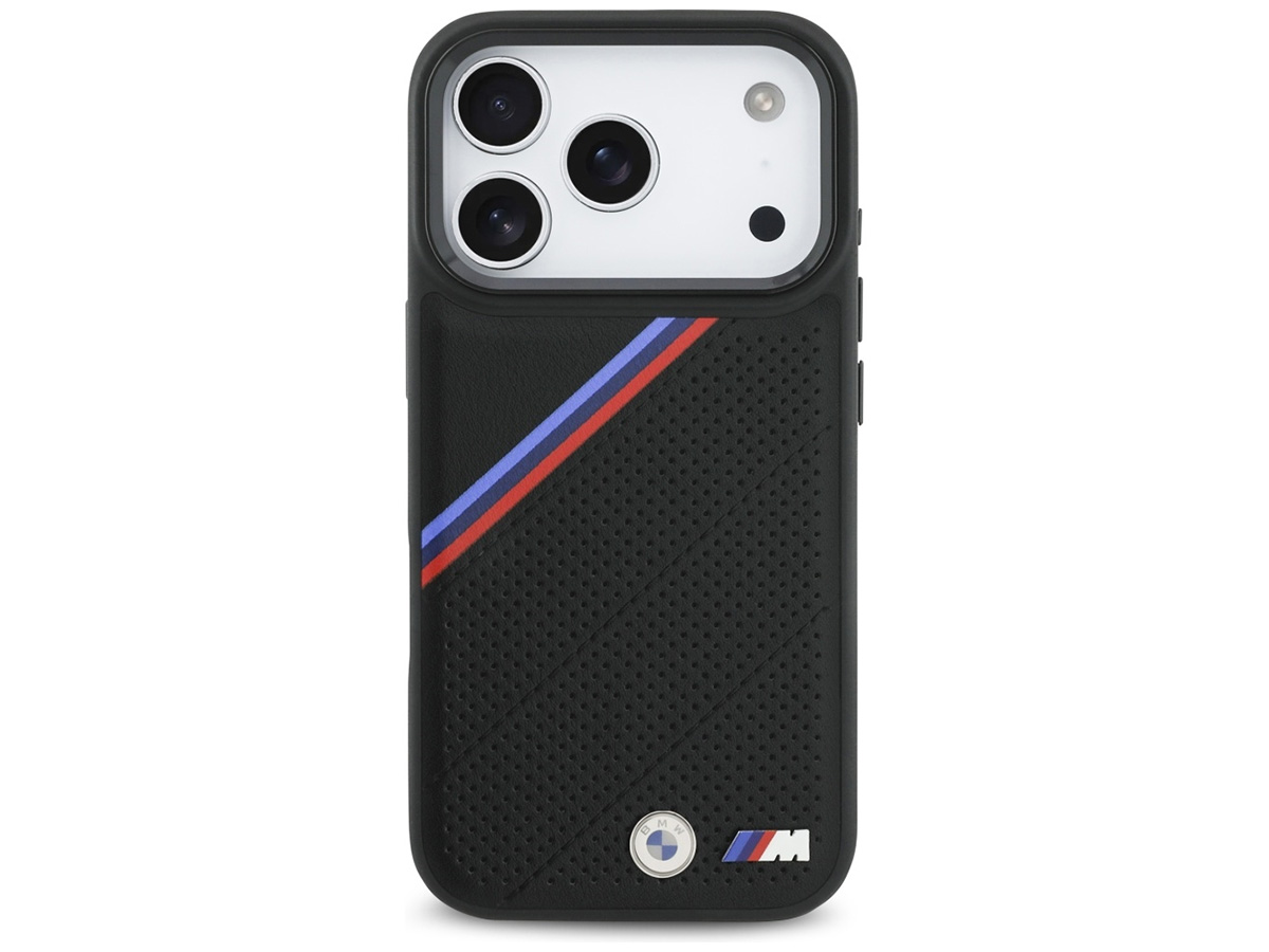 BMW M Tricolor iPhone 17 Pro hoesje - Perforated Leather Case met MagSafe