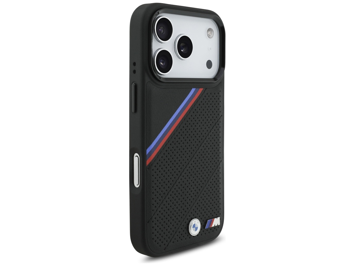 BMW M Tricolor iPhone 17 Pro hoesje - Perforated Leather Case met MagSafe