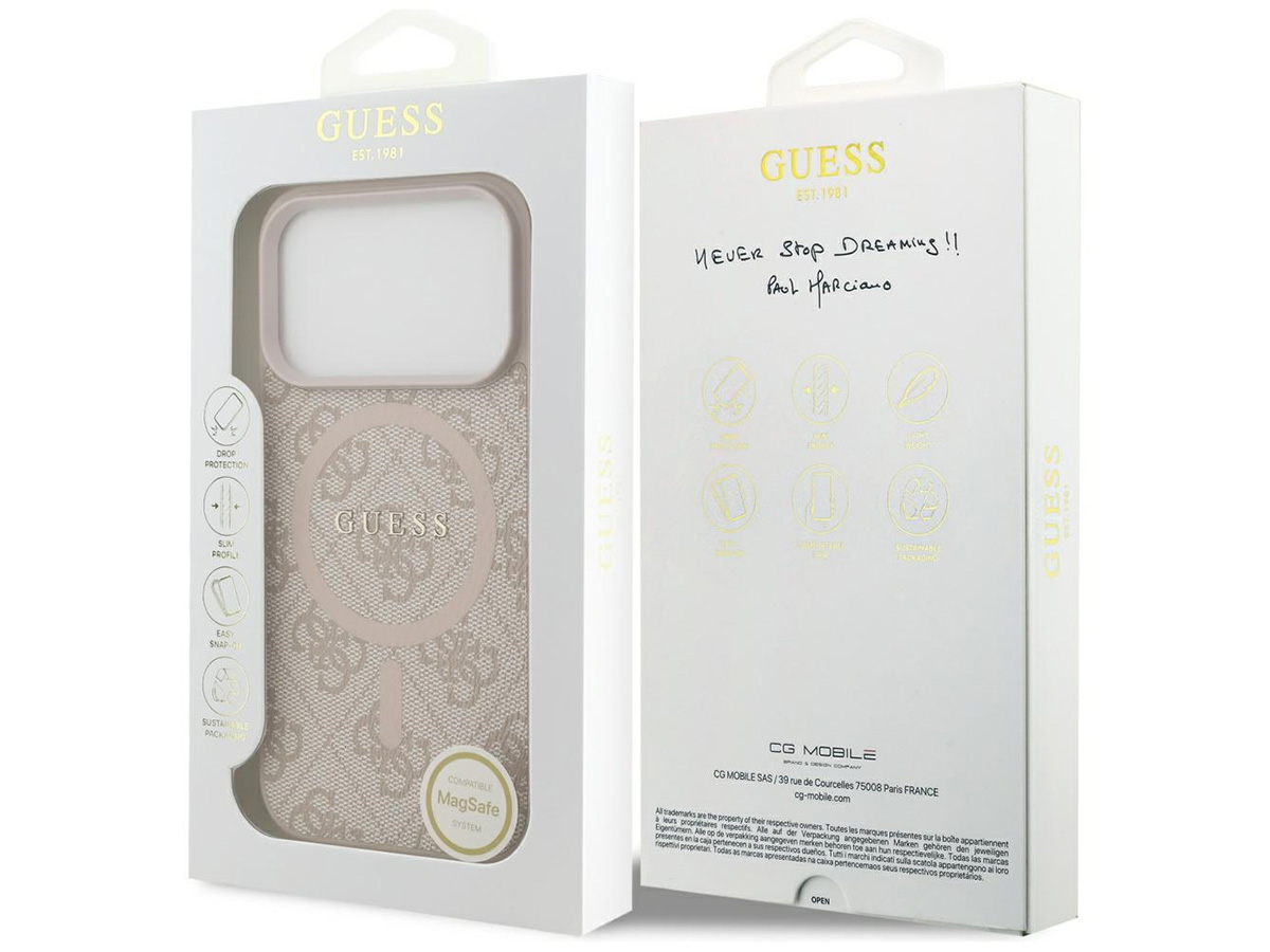 Guess Monogram iPhone 17 Pro hoesje - MagSafe Case Roze