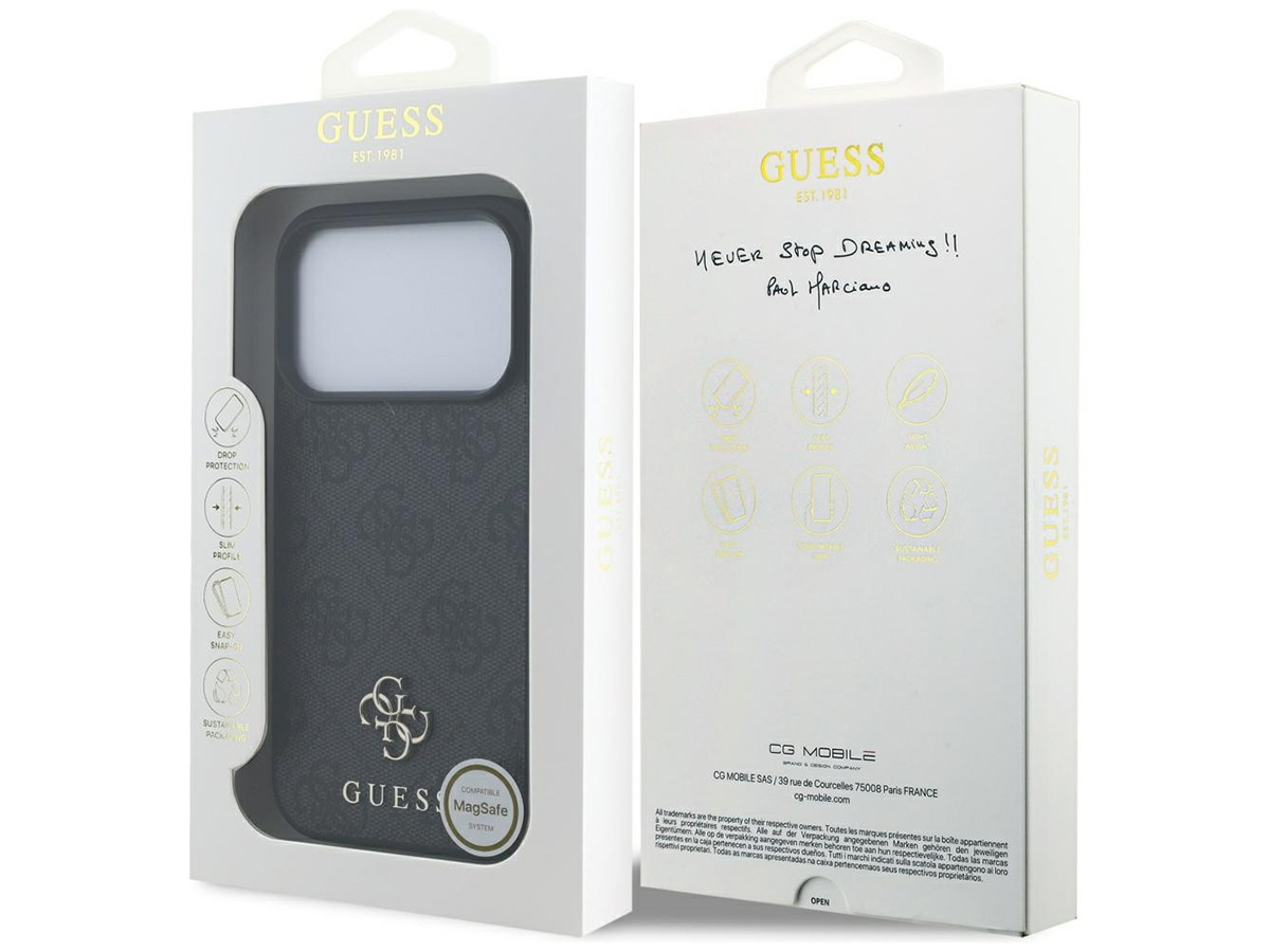 Guess 4G Monogram MagSafe Case Grijs - iPhone 17 Pro hoesje