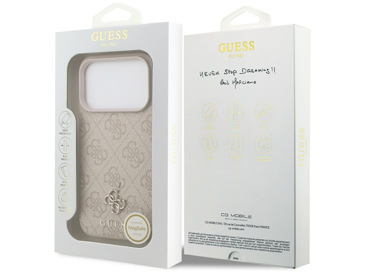 Guess 4G Monogram MagSafe Case Roze - iPhone 17 Pro hoesje