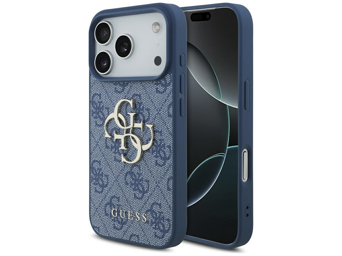 Guess Big 4G Monogram iPhone 17 Pro hoesje MagSafe Case Blauw