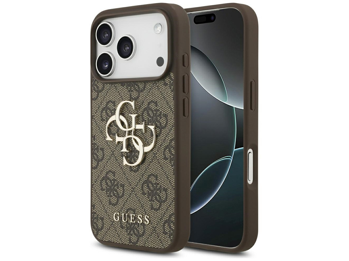 Guess Big 4G Monogram iPhone 17 Pro hoesje MagSafe Case Bruin
