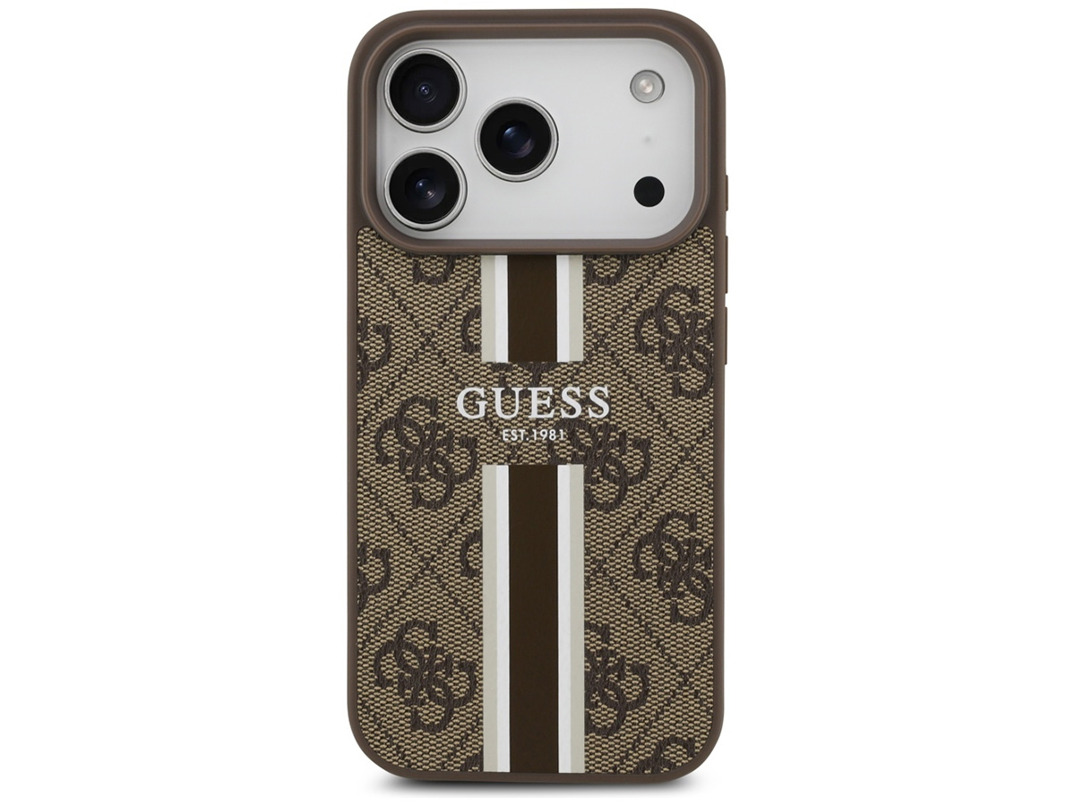Guess Varsity Monogram MagSafe Case Bruin - iPhone 17 Pro hoesje