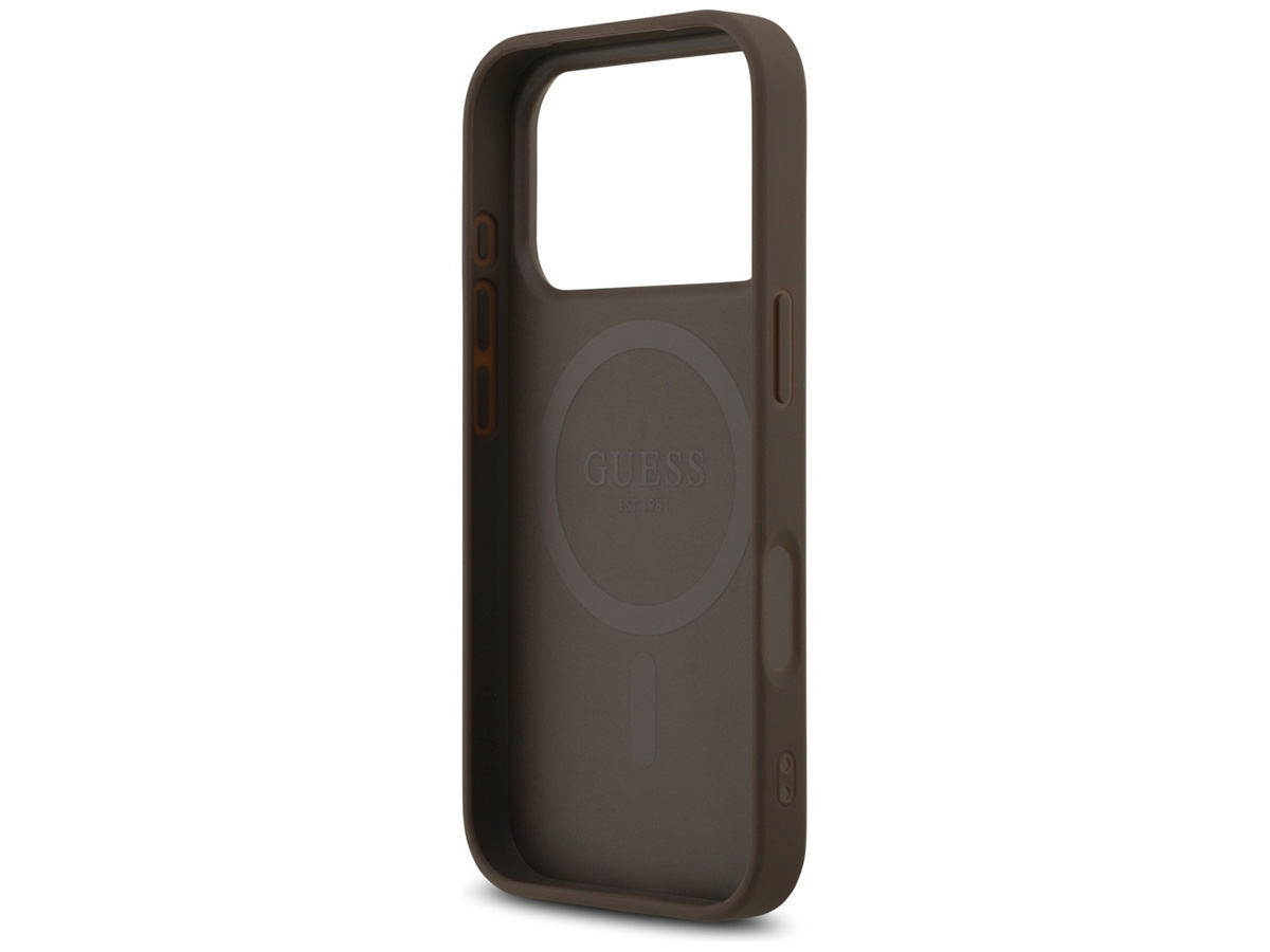 Guess Varsity Monogram MagSafe Case Bruin - iPhone 17 Pro hoesje