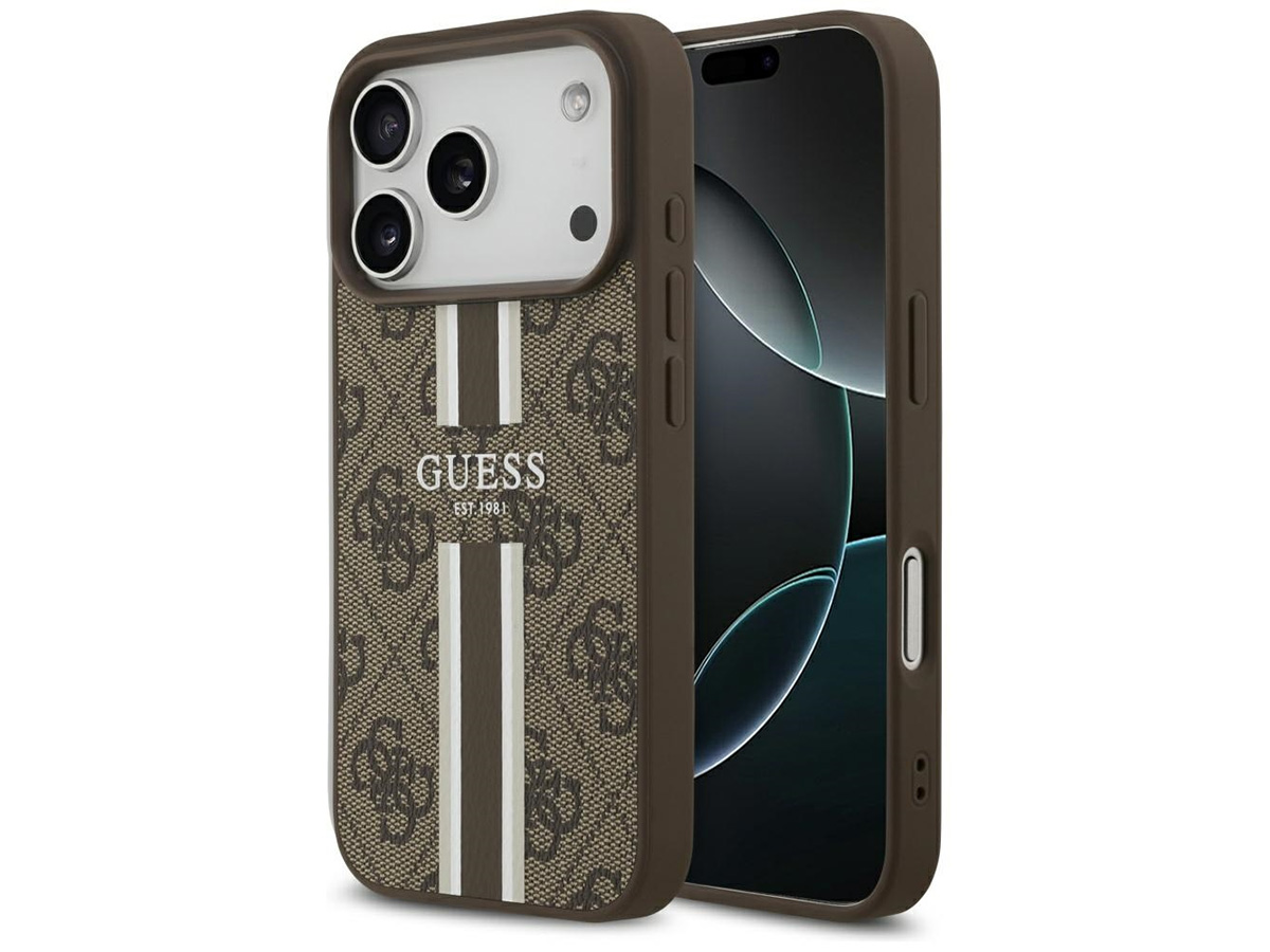 Guess Varsity Monogram MagSafe Case Bruin - iPhone 17 Pro hoesje