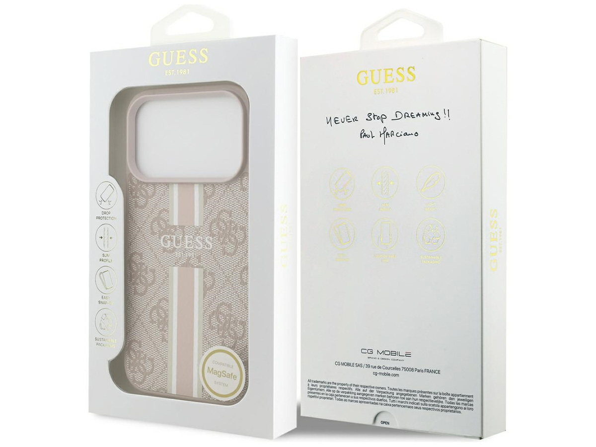 Guess Varsity Monogram MagSafe Case Roze - iPhone 17 Pro hoesje