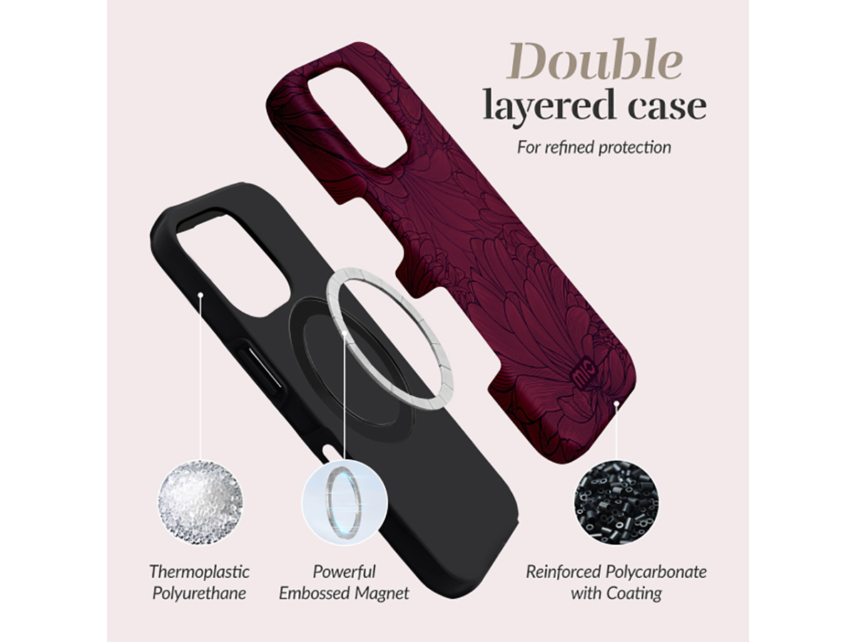 MIO Berry Blooms Magsafe Case - iPhone 17 Pro Hoesje met Valbescherming
