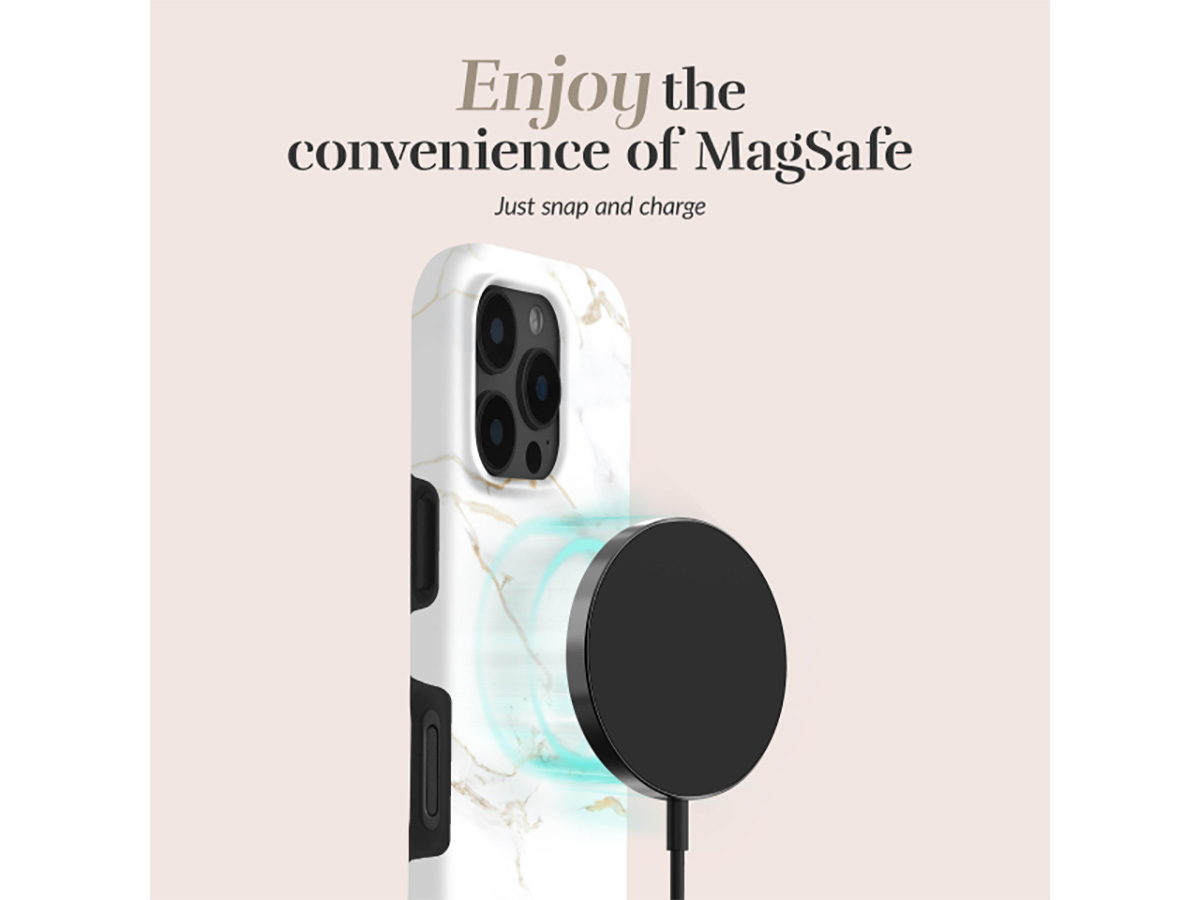 MIO White Marble Magsafe Case - iPhone 17 Pro Hoesje