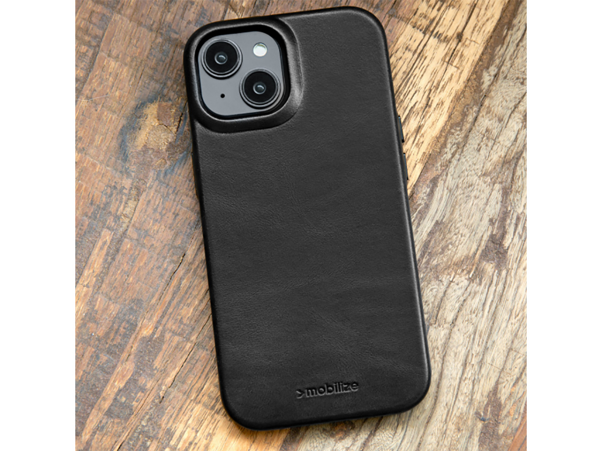 Mobilize MagSafe Leather Case Zwart - iPhone 17 Pro hoesje