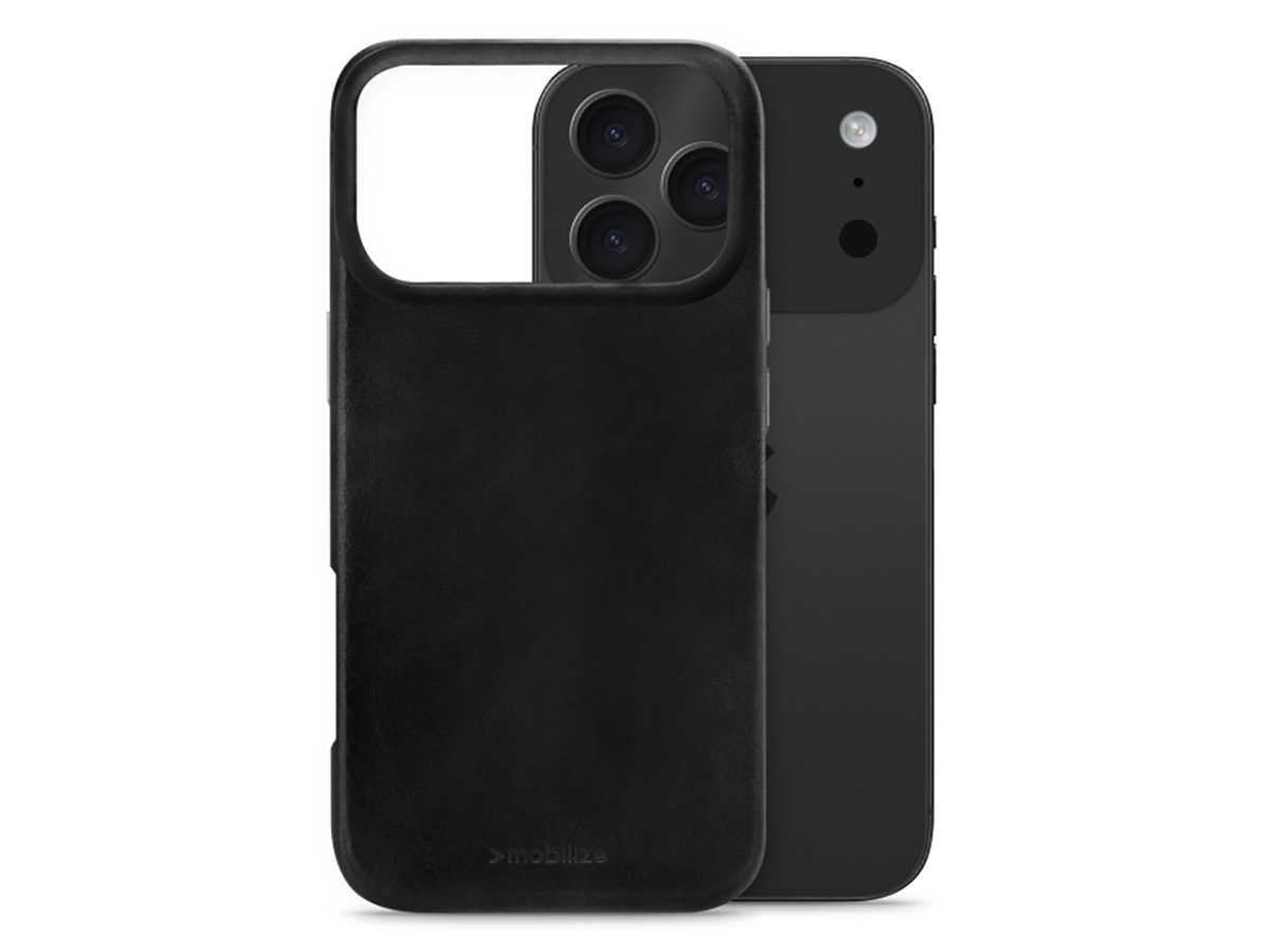Mobilize MagSafe Leather Case Zwart - iPhone 17 Pro hoesje