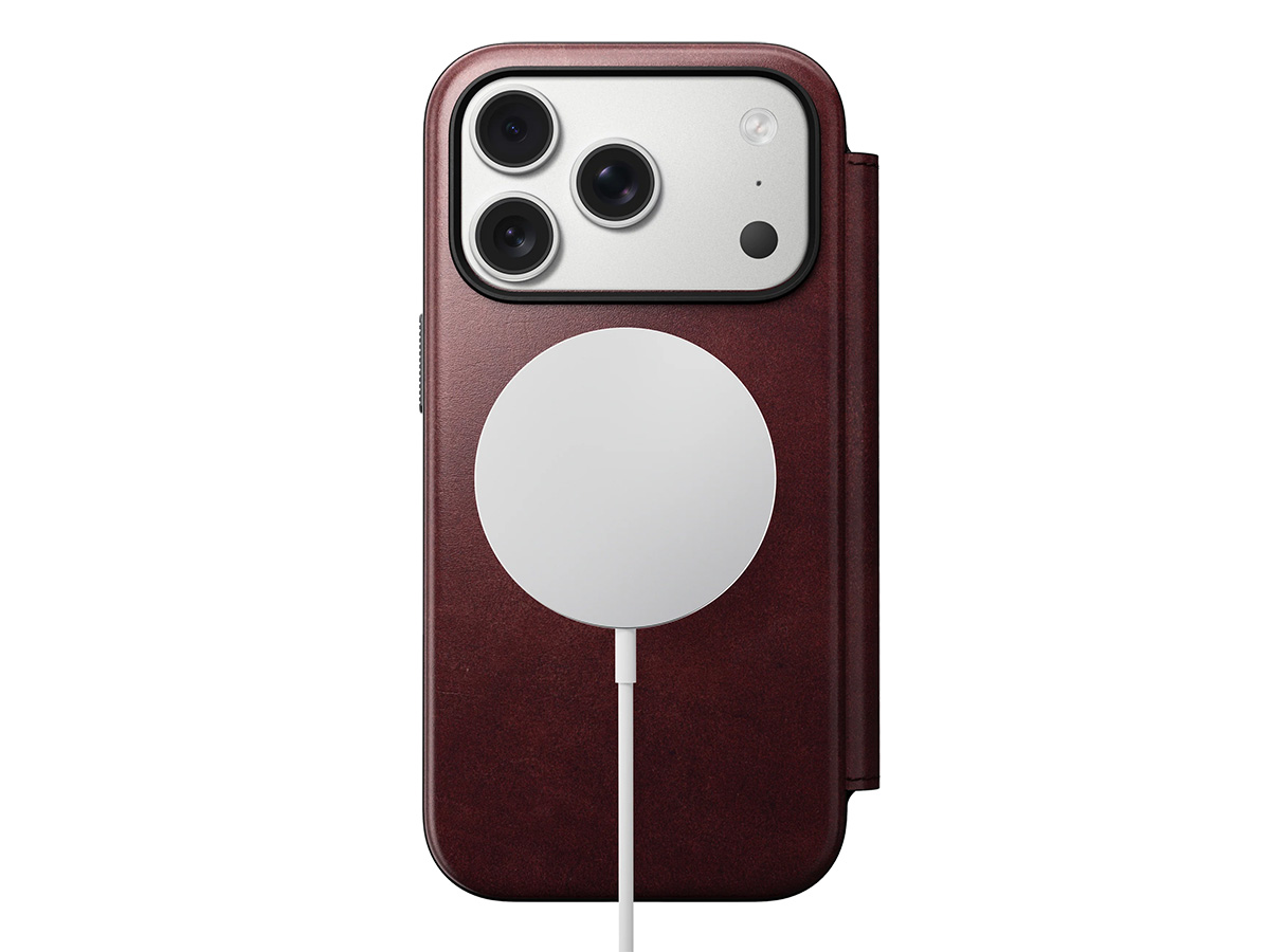 Nomad Horween Modern Leather Folio Burgundy - iPhone 17 Pro hoesje