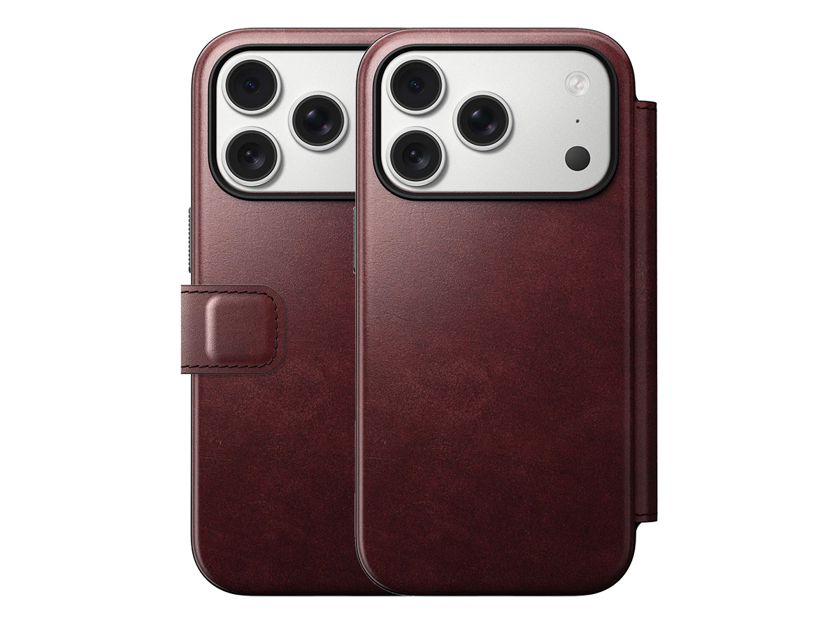Nomad Horween Modern Leather Folio Burgundy - iPhone 17 Pro hoesje