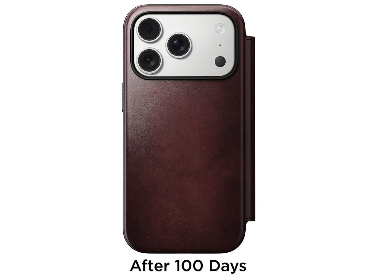 Nomad Horween Modern Leather Folio Burgundy - iPhone 17 Pro hoesje