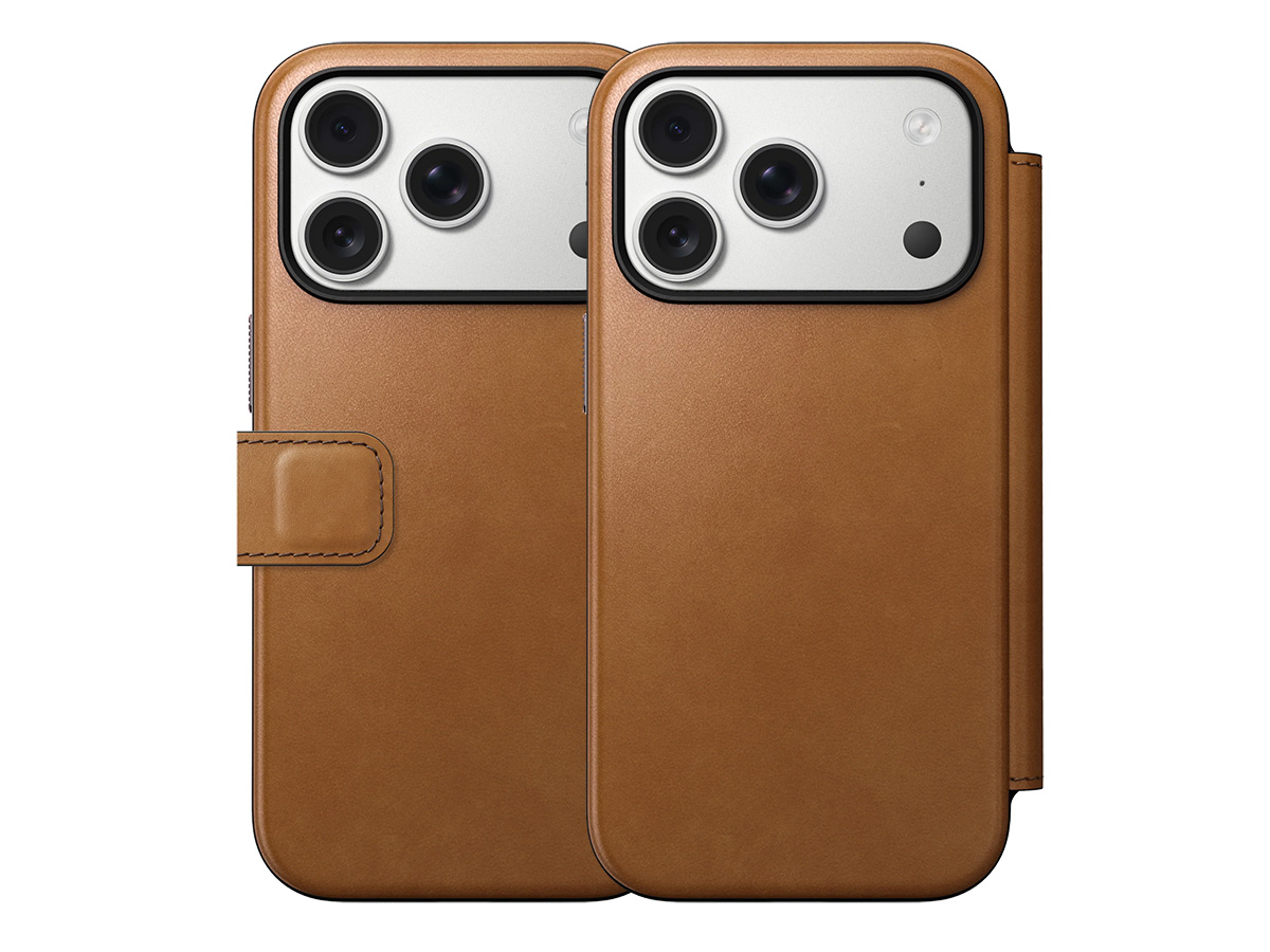 Nomad Modern Leather Folio Cognac - iPhone 17 Pro hoesje