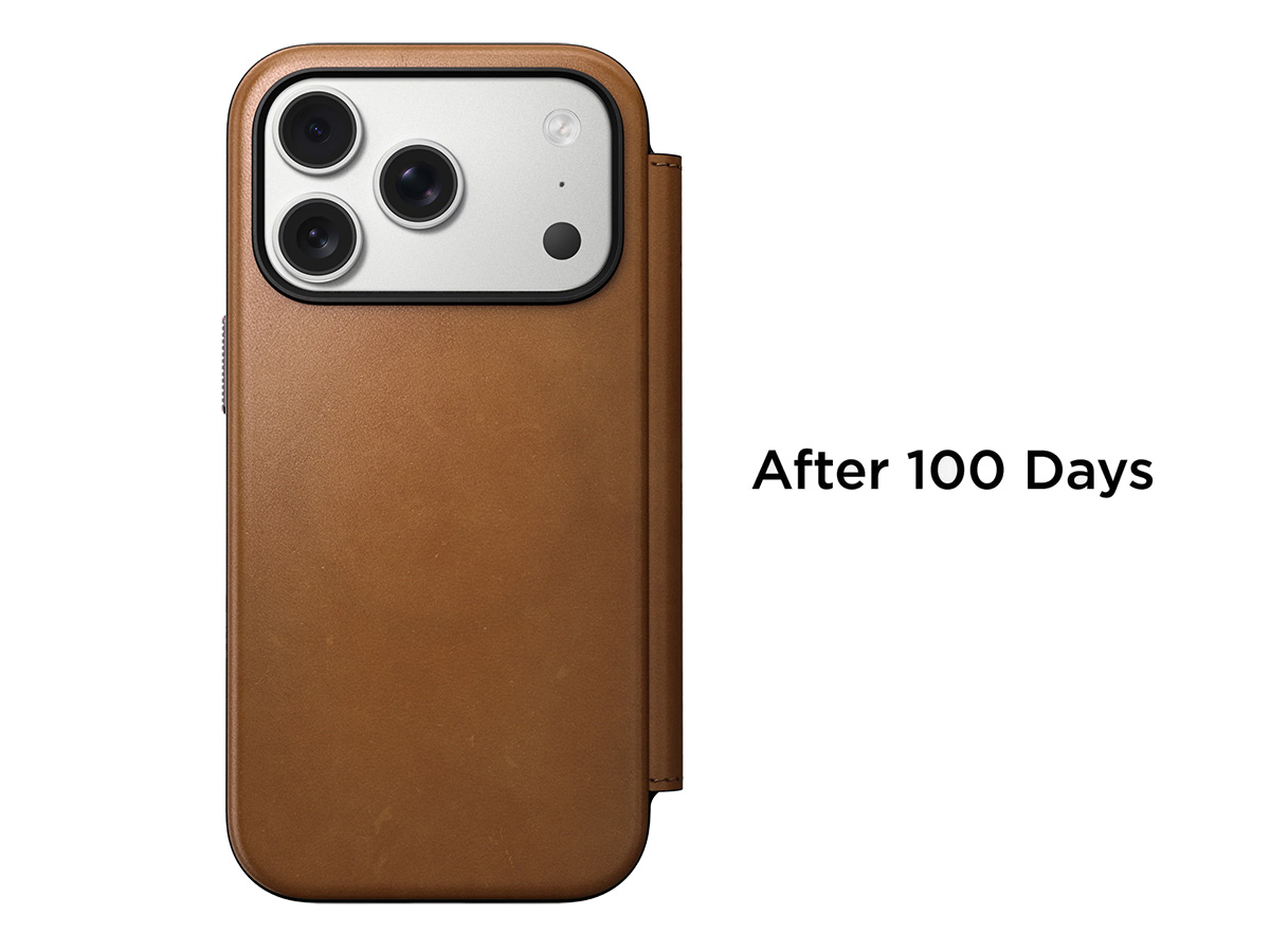 Nomad Modern Leather Folio Cognac - iPhone 17 Pro hoesje