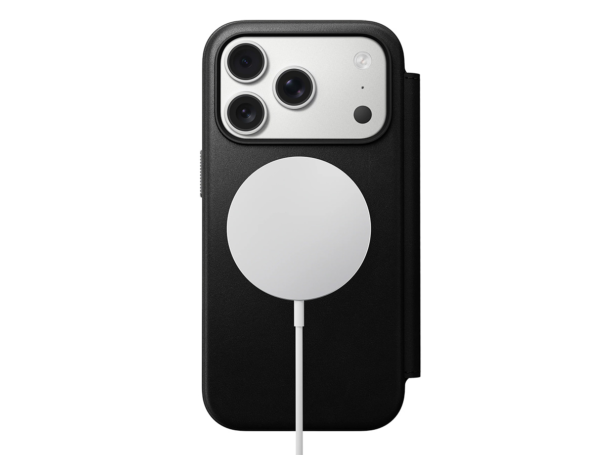 Nomad Modern Leather Folio Zwart - iPhone 17 Pro hoesje