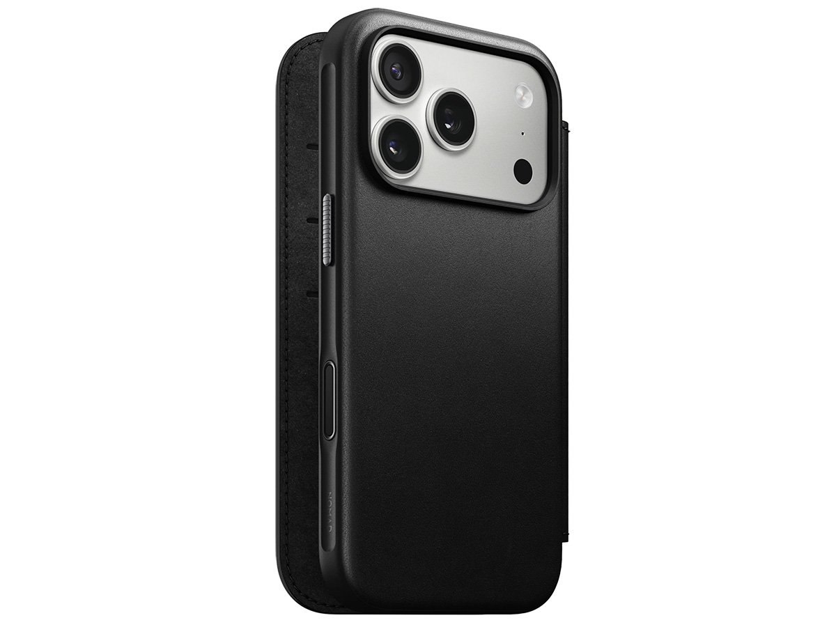 Nomad Modern Leather Folio Zwart - iPhone 17 Pro hoesje
