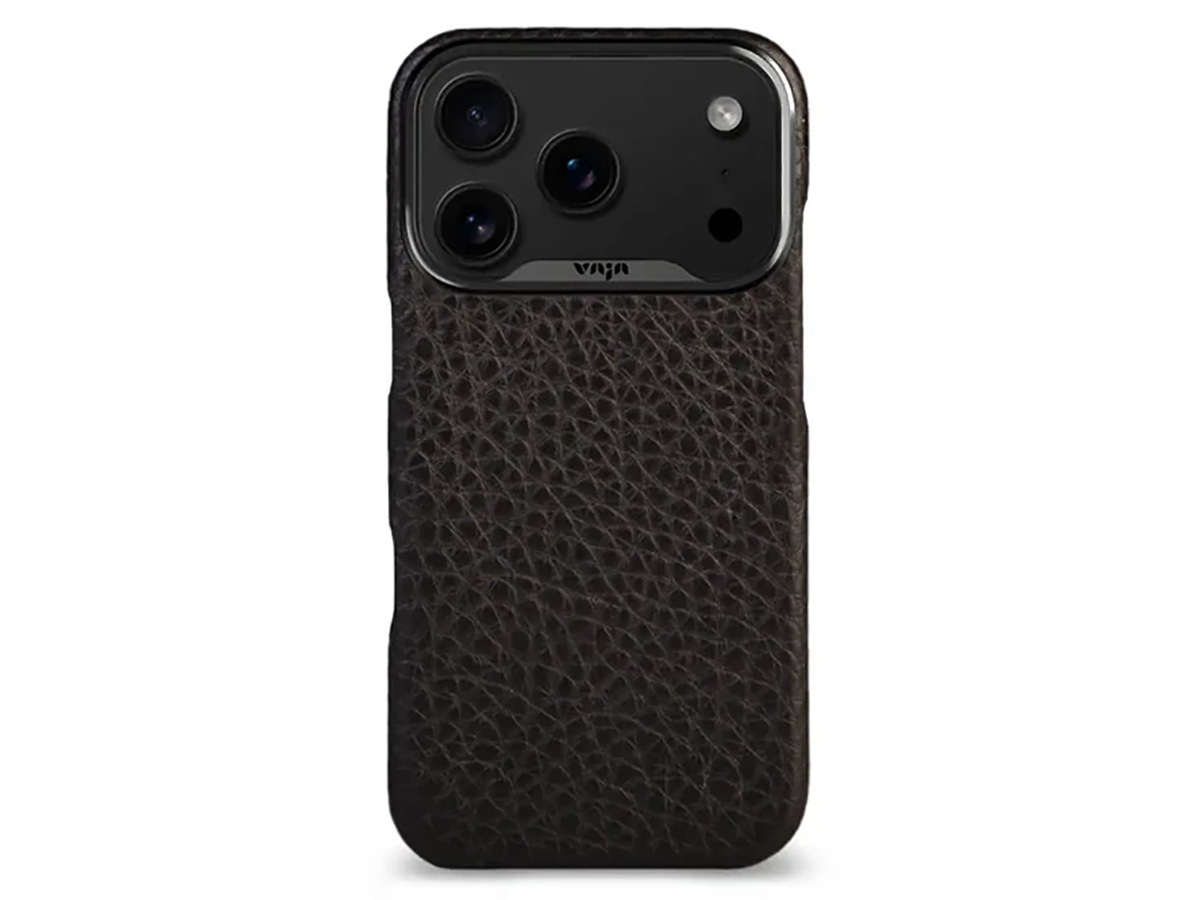Vaja V-Mag Grip Leather Case MagSafe Zwart - iPhone 17 Pro Hoesje Leer