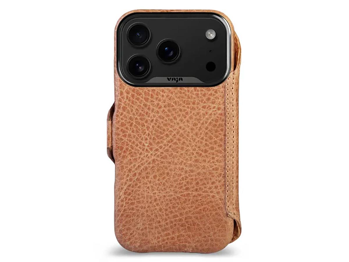 Vaja V-Mag Leather Wallet Case MagSafe Camel - iPhone 17 Pro Hoesje Leer
