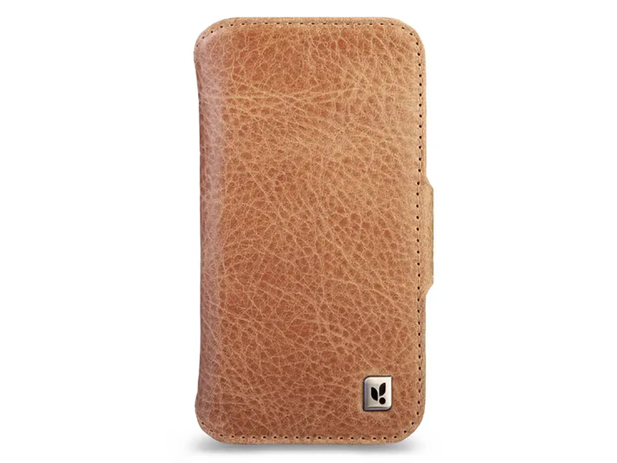 Vaja V-Mag Leather Wallet Case MagSafe Camel - iPhone 17 Pro Hoesje Leer