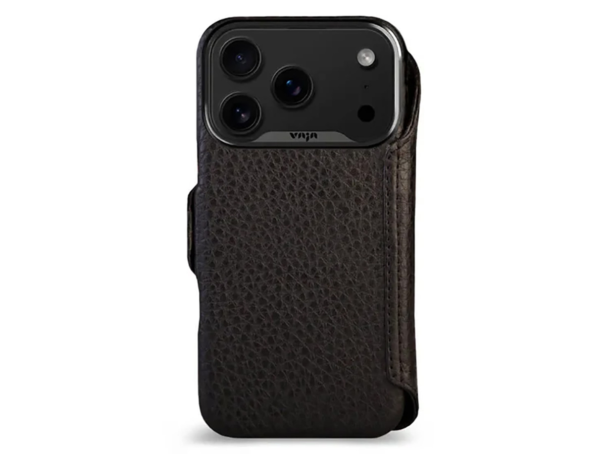 Vaja V-Mag Leather Wallet Case MagSafe Zwart - iPhone 17 Pro Hoesje Leer
