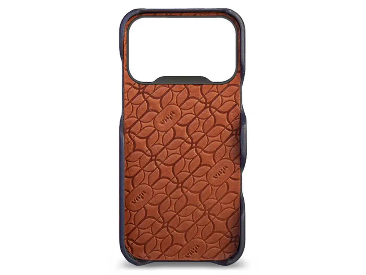 Vaja V-Mag Grip Leather Case MagSafe Donkerblauw - iPhone 17 Pro Hoesje Leer