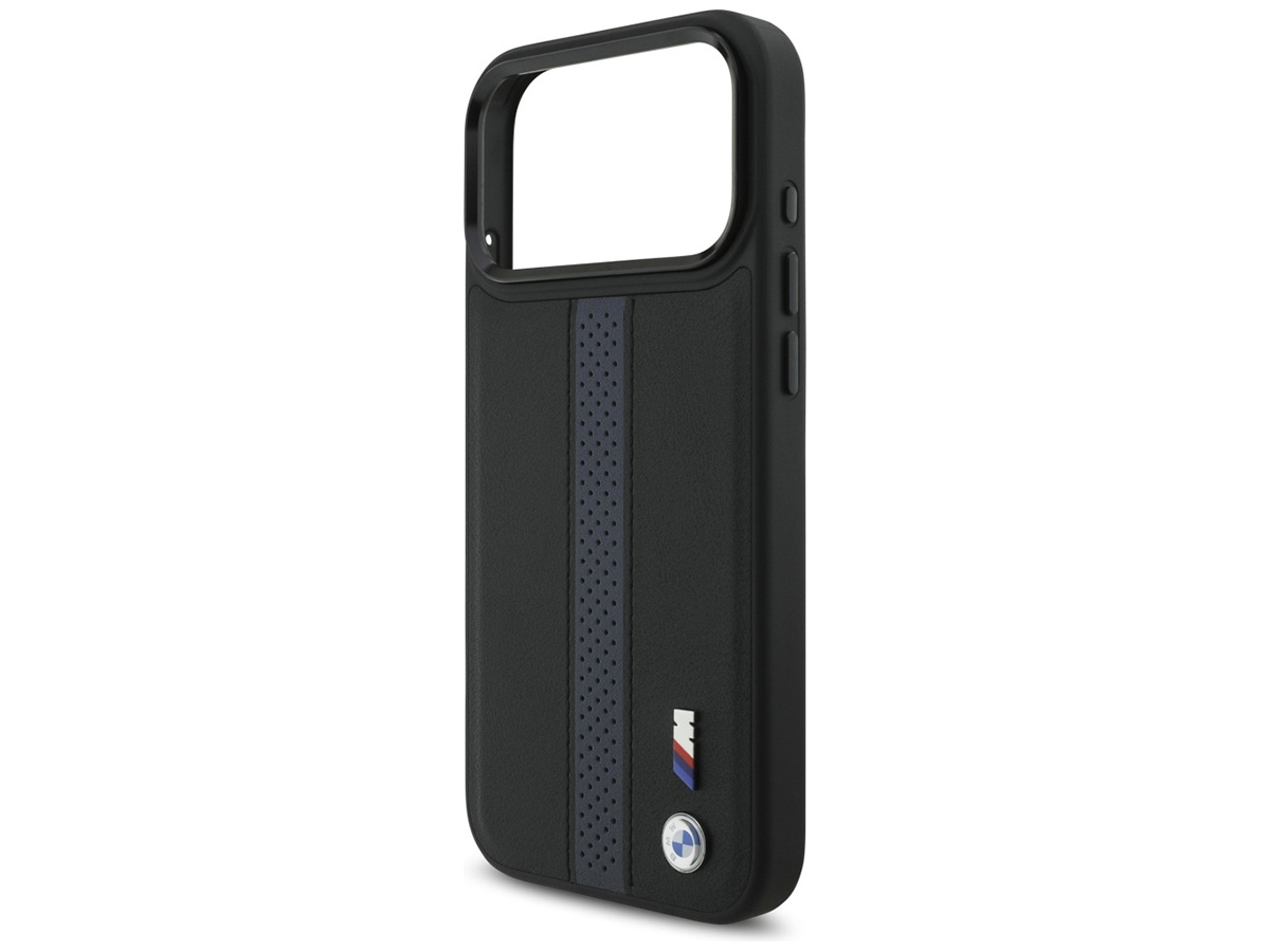 BMW M iPhone 17 Pro Max hoesje - Perforated PU Case met MagSafe Zwart