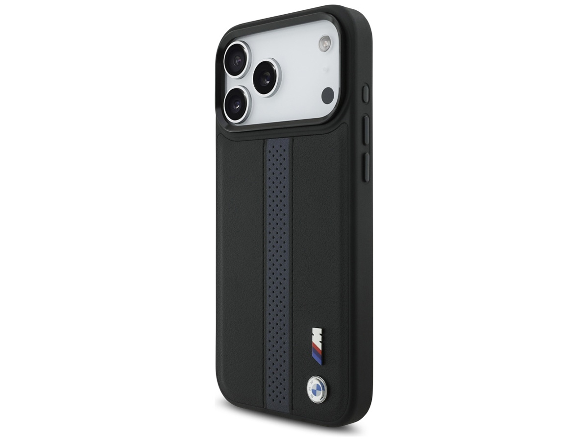 BMW M iPhone 17 Pro Max hoesje - Perforated PU Case met MagSafe Zwart