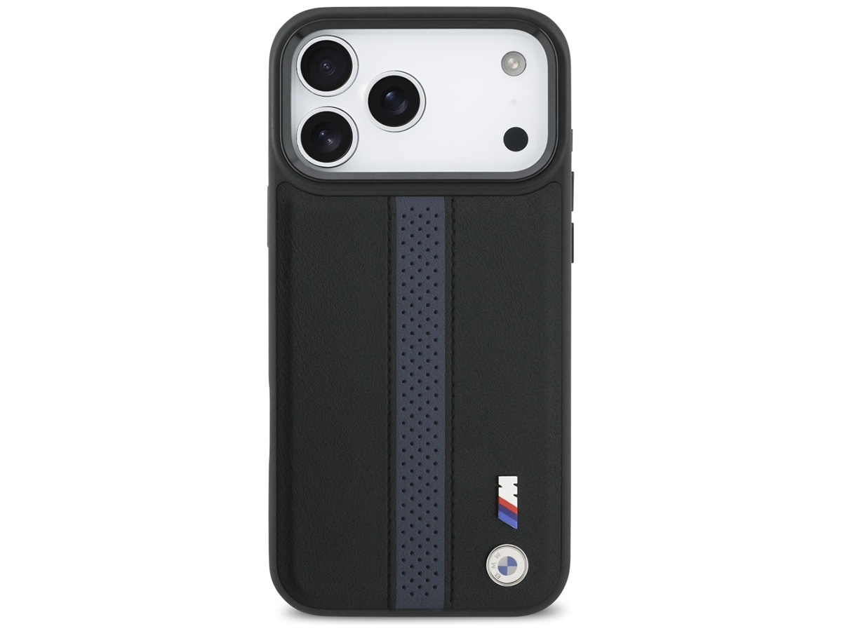 BMW M iPhone 17 Pro Max hoesje - Perforated PU Case met MagSafe Zwart