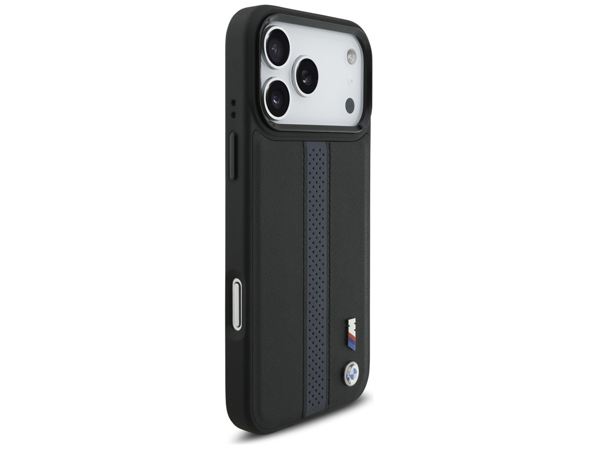 BMW M iPhone 17 Pro Max hoesje - Perforated PU Case met MagSafe Zwart