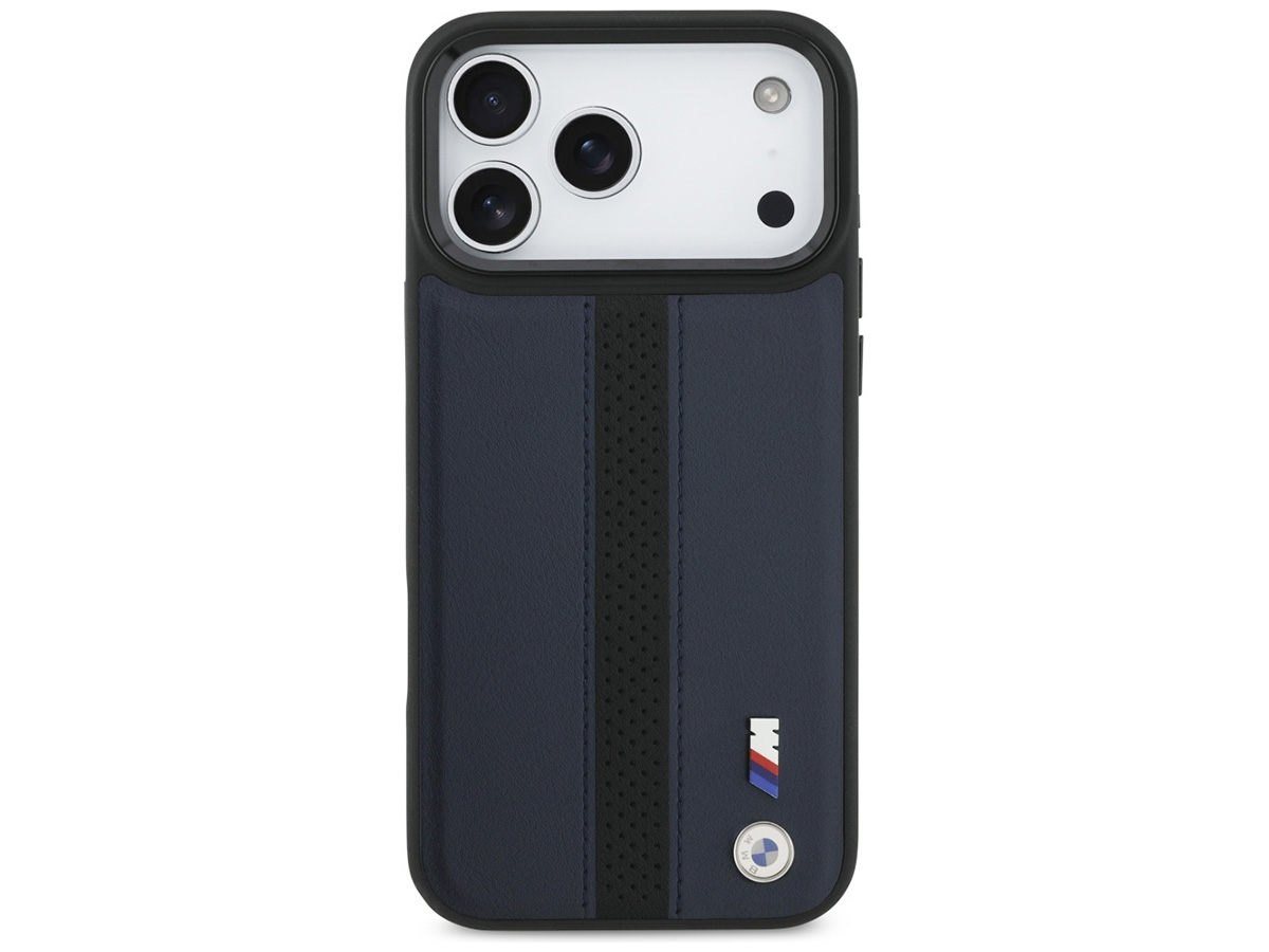 BMW M iPhone 17 Pro Max hoesje - Perforated PU Case met MagSafe Blauw