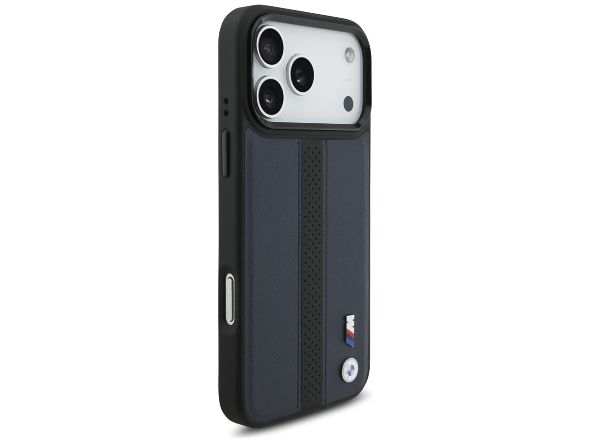 BMW M iPhone 17 Pro Max hoesje - Perforated PU Case met MagSafe Blauw