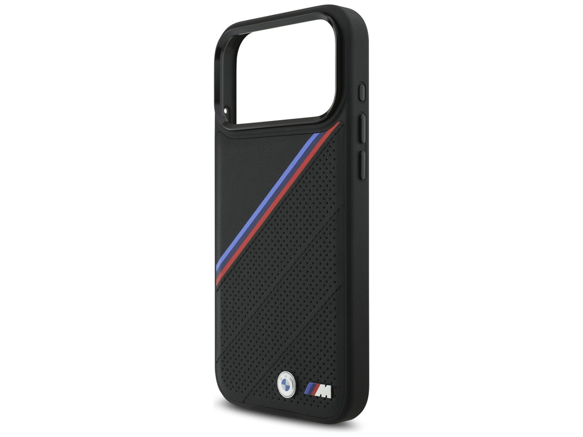 BMW M Tricolor iPhone 17 Pro Max hoesje - Perforated Leather Case met MagSafe