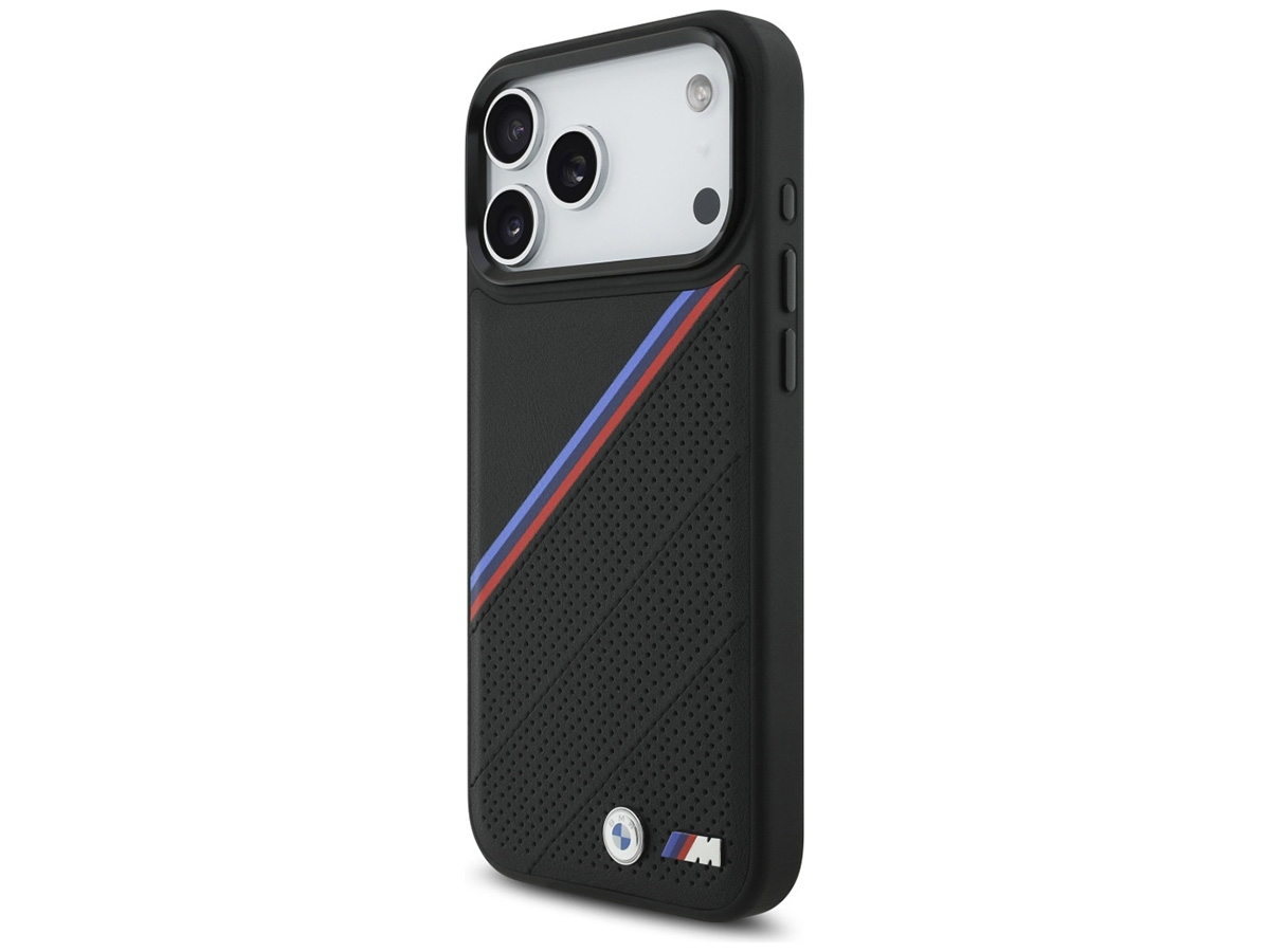 BMW M Tricolor iPhone 17 Pro Max hoesje - Perforated Leather Case met MagSafe