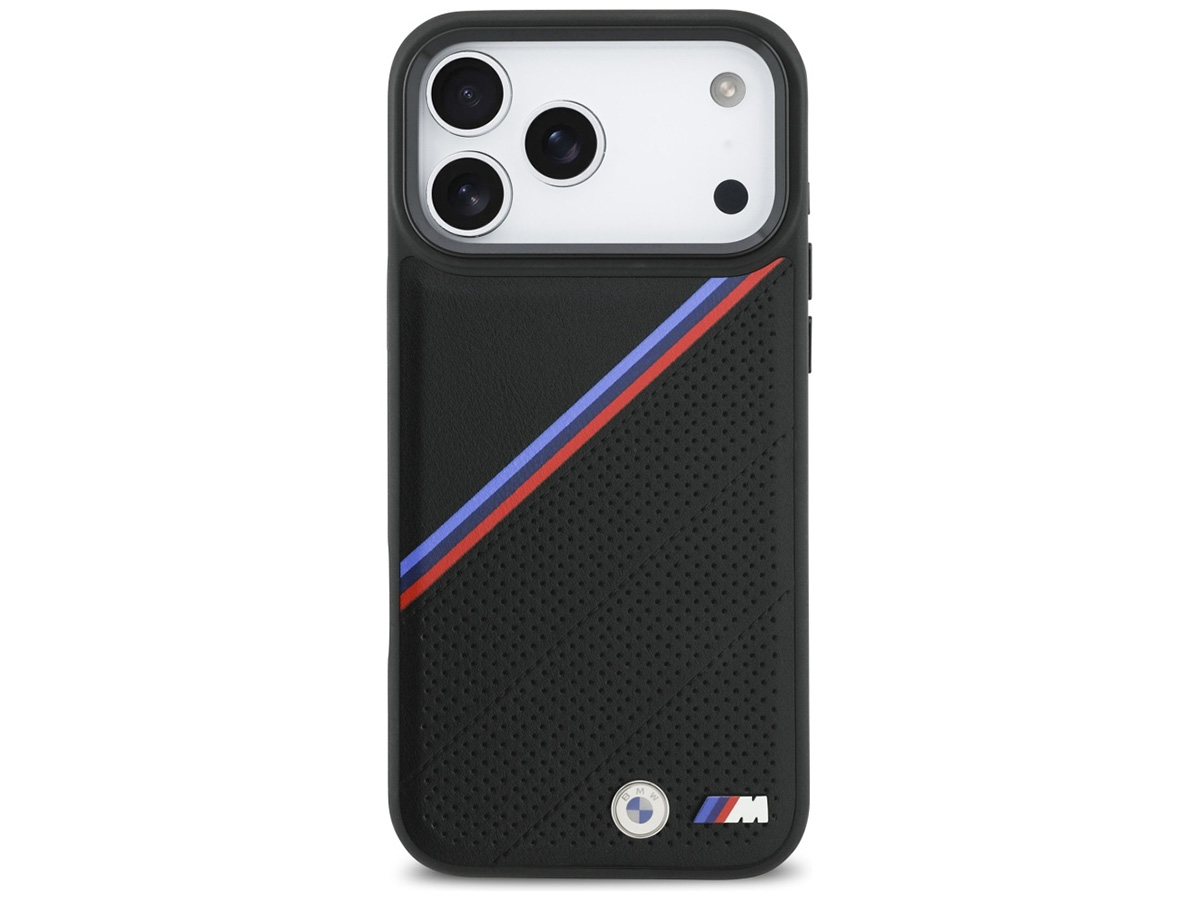 BMW M Tricolor iPhone 17 Pro Max hoesje - Perforated Leather Case met MagSafe