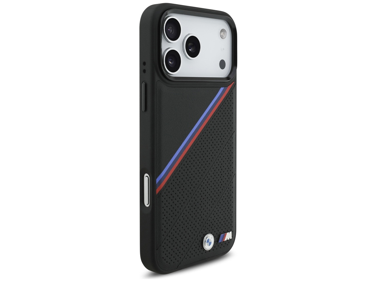 BMW M Tricolor iPhone 17 Pro Max hoesje - Perforated Leather Case met MagSafe
