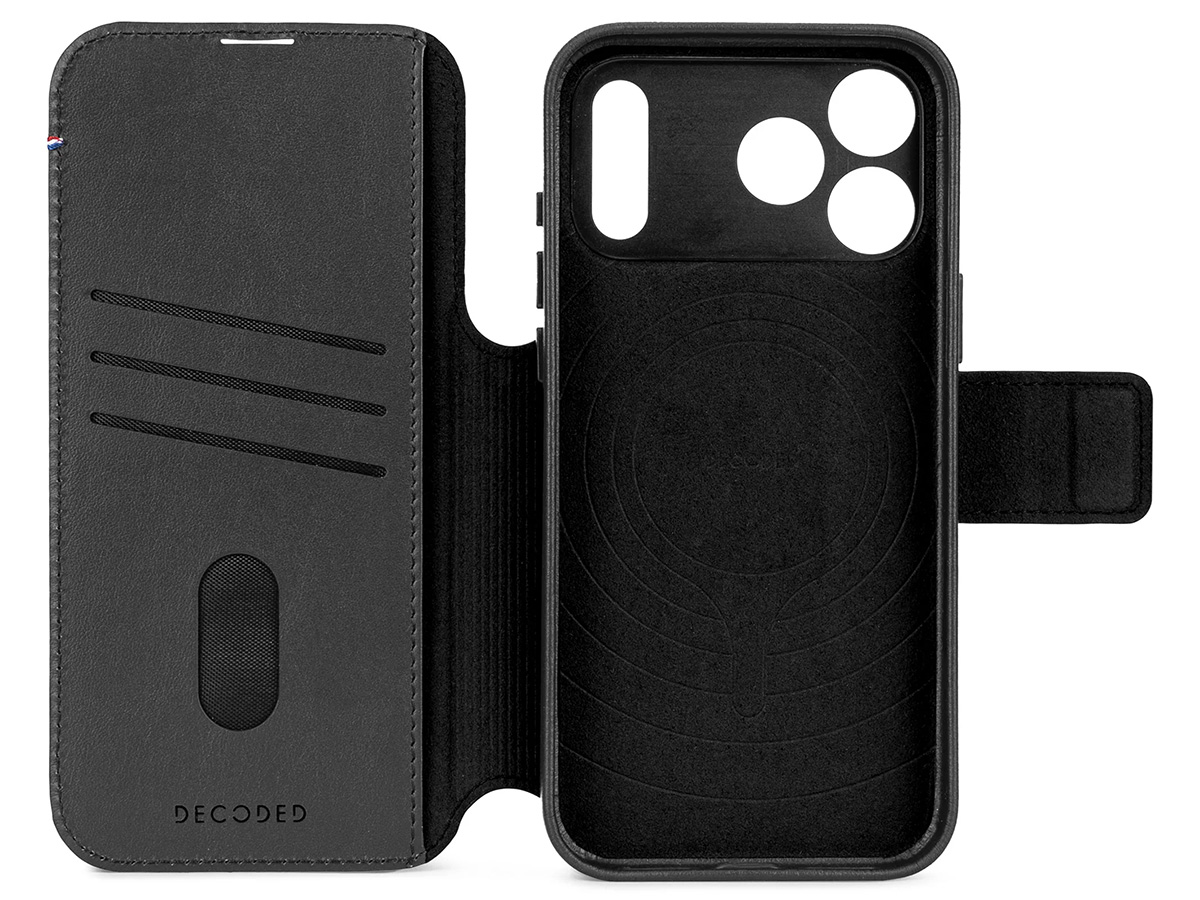 Decoded Leather Detachable Wallet Case Zwart - iPhone 17 Pro Max hoesje