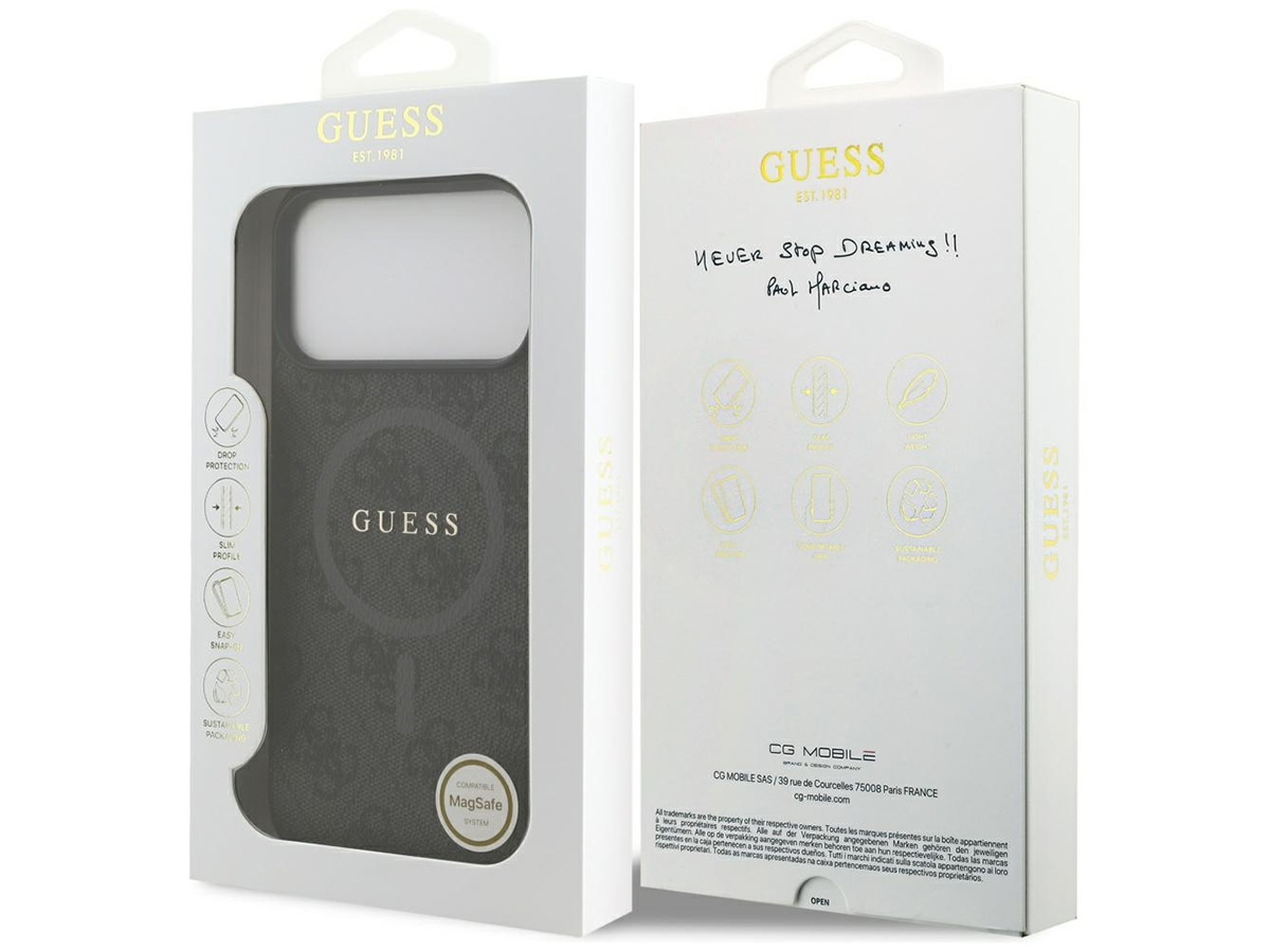 Guess Monogram iPhone 17 Pro Max hoesje - MagSafe Case Grijs