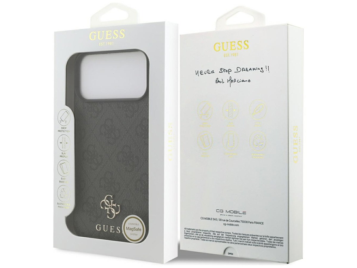 Guess 4G Monogram MagSafe Case Grijs - iPhone 17 Pro Max hoesje