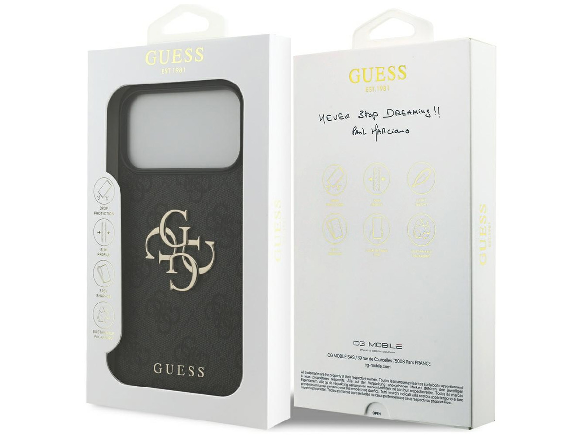 Guess Big 4G Monogram iPhone 17 Pro Max hoesje MagSafe Case Grijs