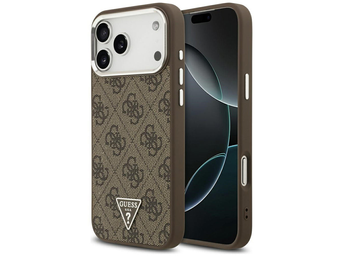Guess Triangle Monogram MagSafe Case Bruin - iPhone 17 Pro Max hoesje