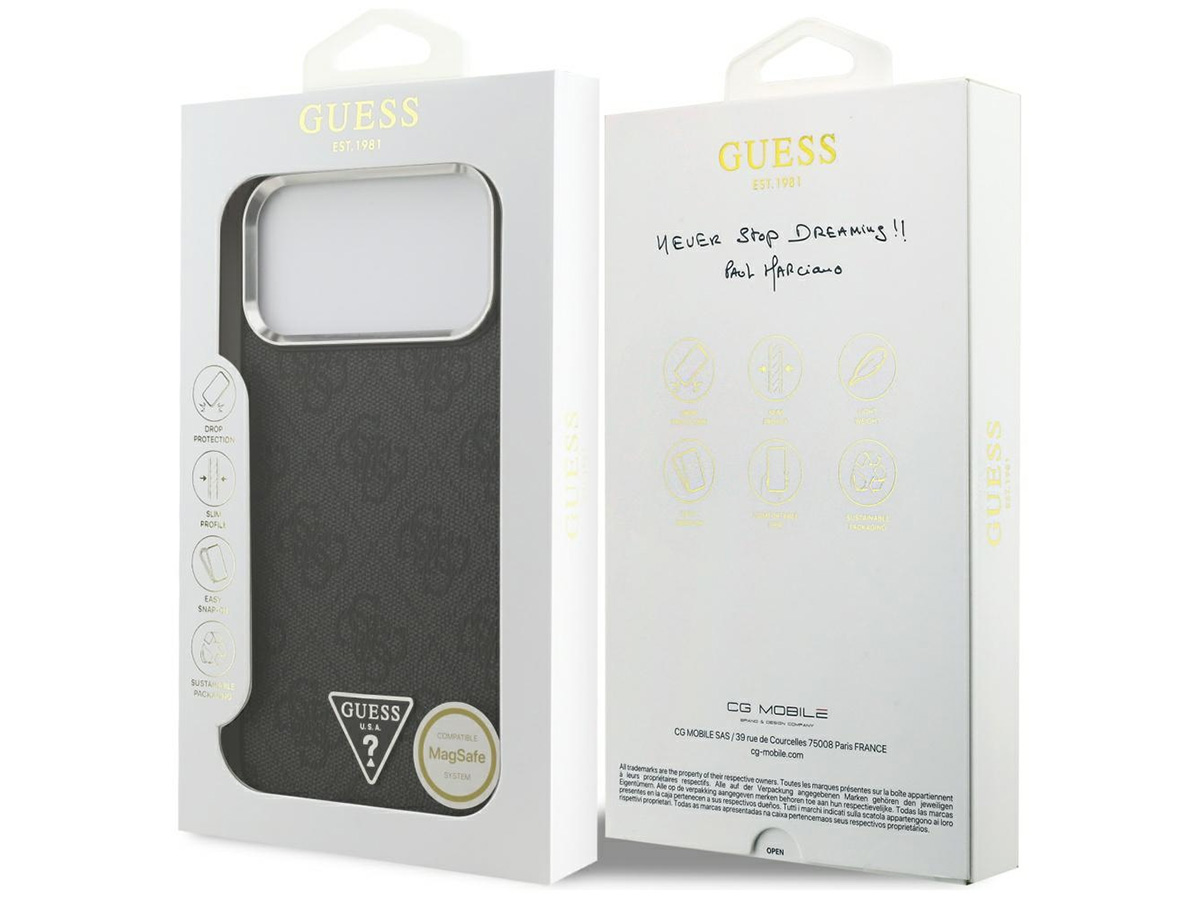 Guess Triangle Monogram MagSafe Case Grijs - iPhone 17 Pro Max hoesje
