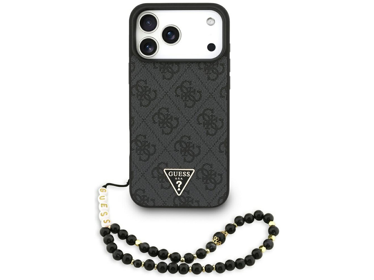 Guess Triangle Wristlet Monogram MagSafe Case Grijs - iPhone 17 Pro Max hoesje