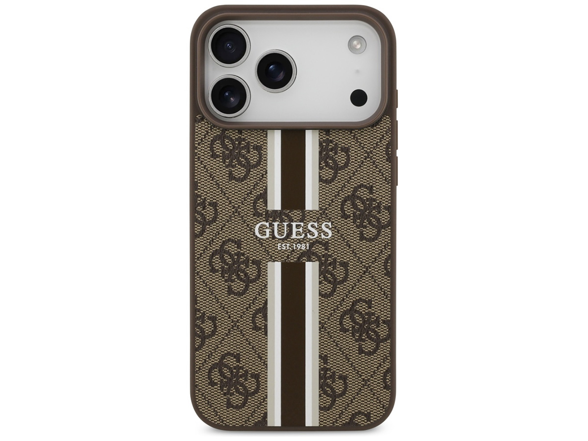 Guess Varsity Monogram MagSafe Case Bruin - iPhone 17 Pro Max hoesje